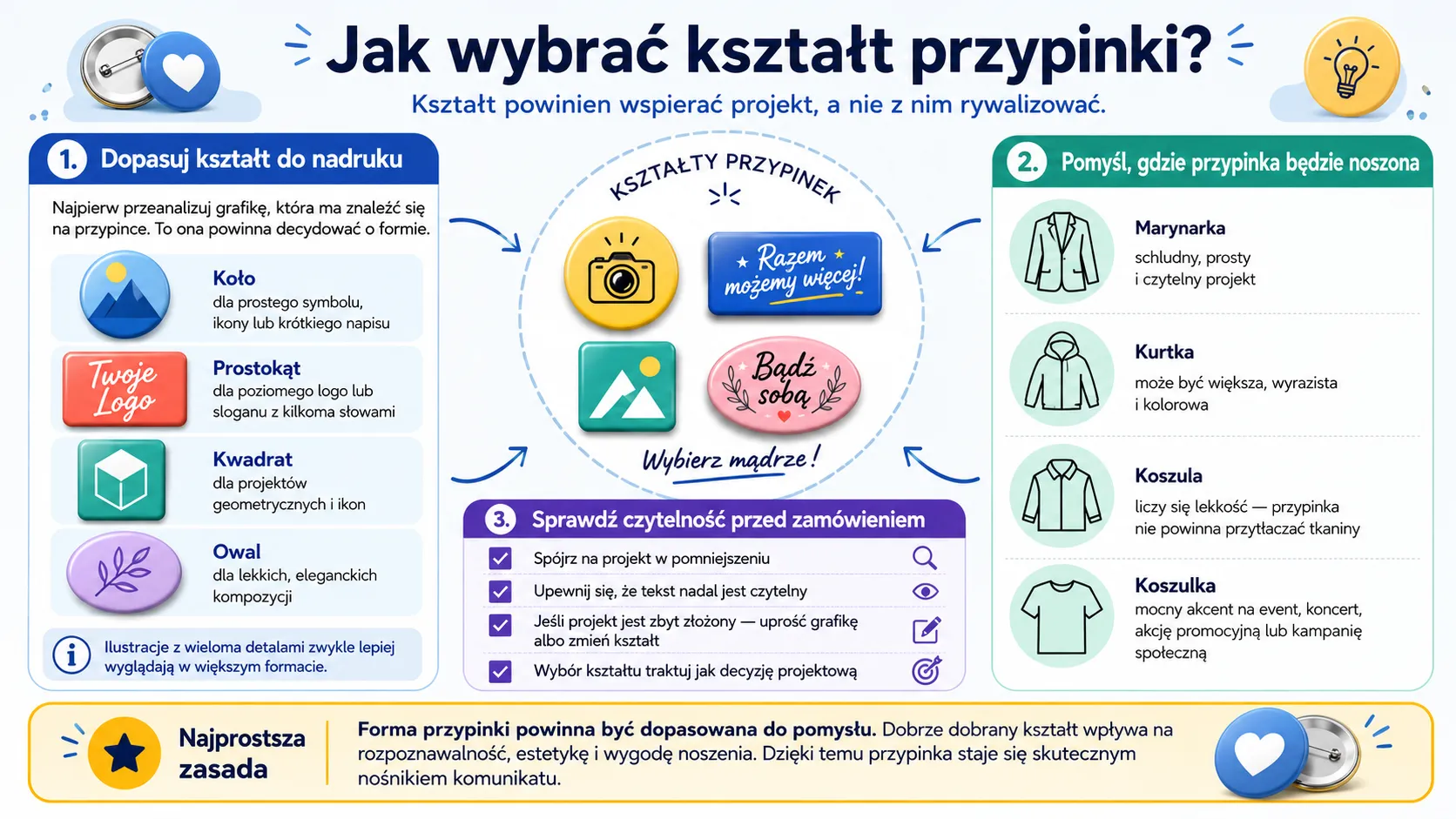 Jak wybrać kształt przypinki?