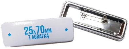 Przypinka prostokątna 25x70mm - zapięcie na agrafkę