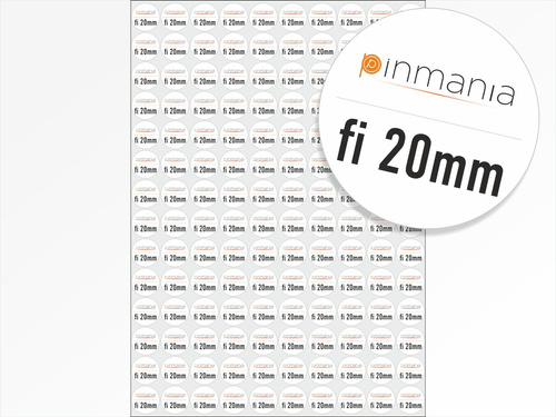 Naklejki papierowe okrągłe fi20mm na arkuszach A4 - cena za arkusz A4 / 140szt na arkuszu