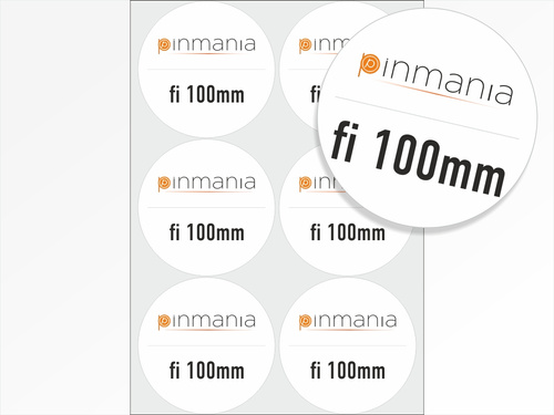 Naklejki papierowe okrągłe fi100mm na arkuszach A4 - cena za arkusz A4 / 6szt na arkuszu
