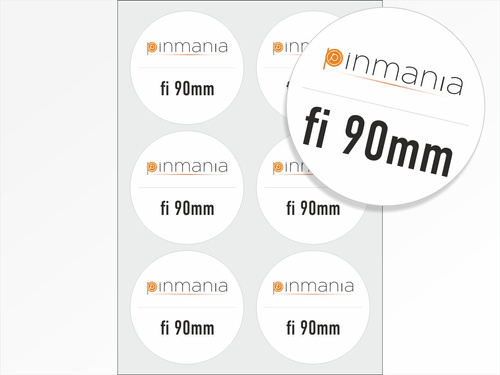 Naklejki papierowe okrągłe fi90mm na arkuszach A4 - cena za arkusz A4 / 6szt na arkuszu